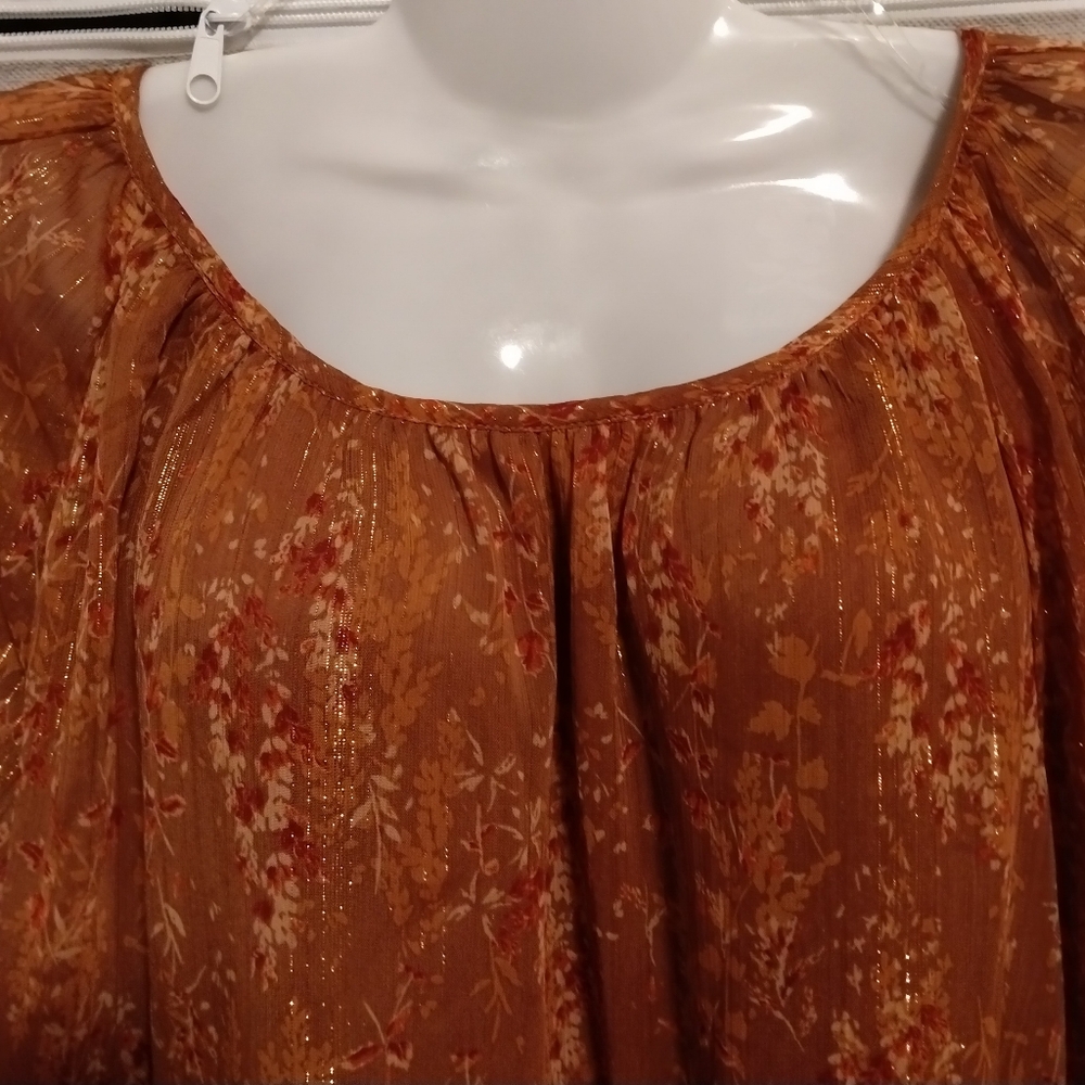 🆕🍁 Andree by Unit Peplum Ruffle Hem Peasant Blouse - Picture 4 of 15